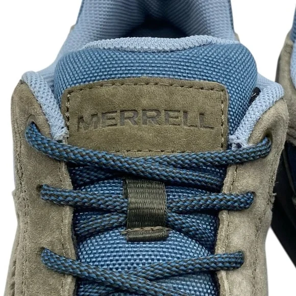 Merrell Womens Hiking Shoes Sz 7.5 Olive Green Blue Suede Low Top Vibram Outdoor - Picture 7 of 13